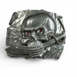 Y2K Pirate Sword Silver Belt Buckle Piratecore Grunge Emo Rocker